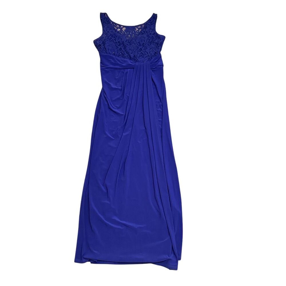 R&M Richards Women's Size 8 Royal Blue Lace Evening Gown Long Formal